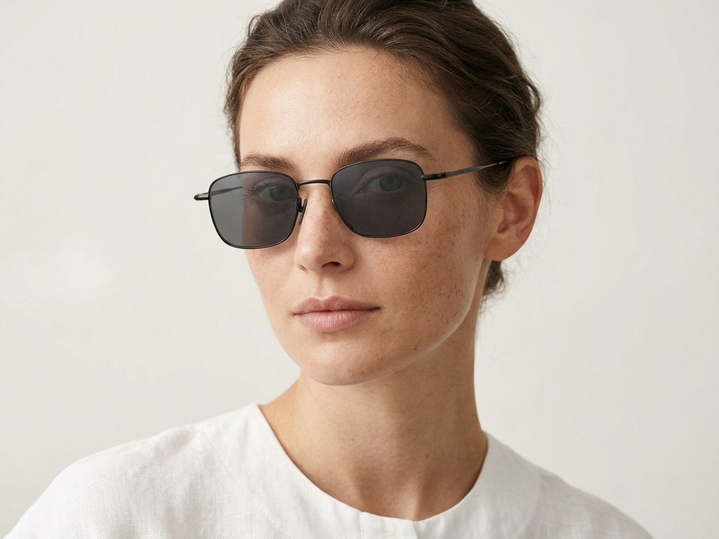 BS1913-0636_Black_Rectangular_Titanium_sunglasses-tryon_female