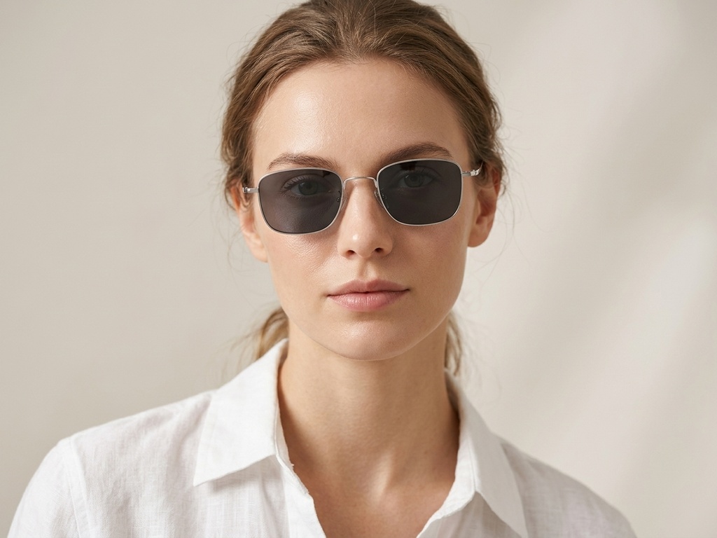 BS1913-0642_Silver_Rectangular_Titanium_sunglasses-tryon_female