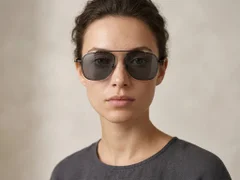BS1913-0658_Black_Aviator_Titanium_sunglasses-tryon_female