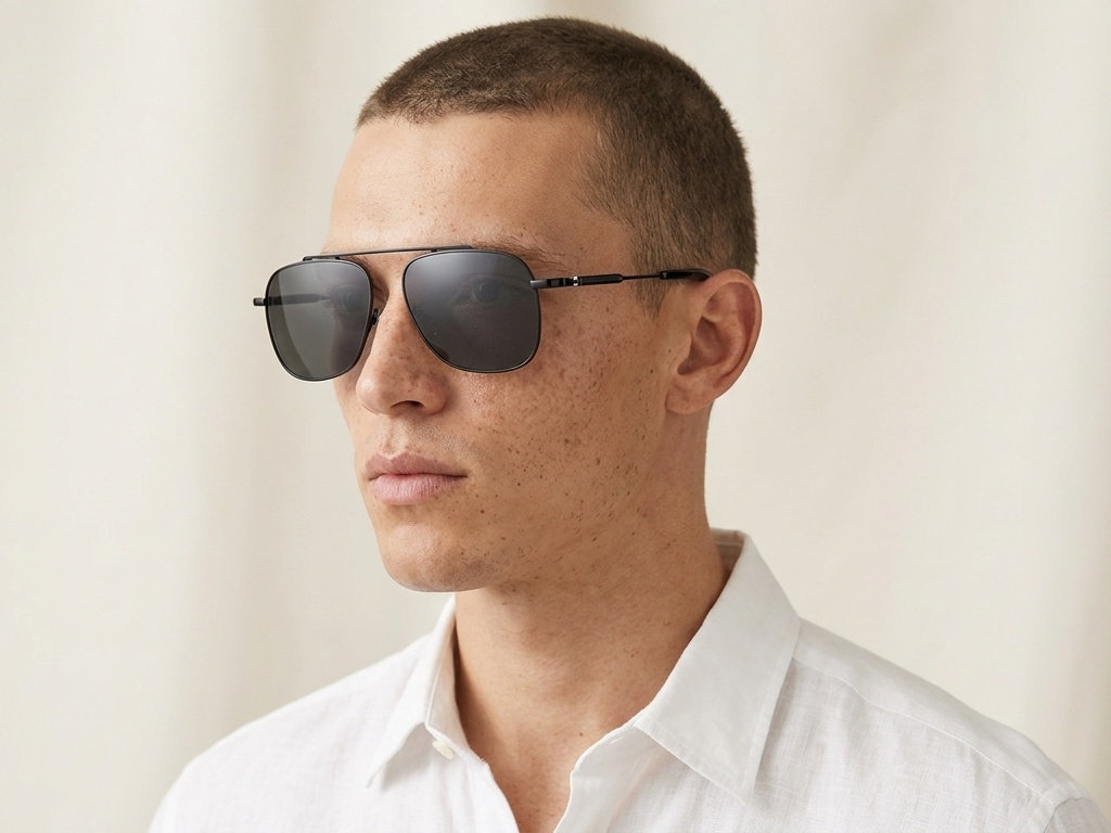 BS1913-0658_Black_Aviator_Titanium_sunglasses-tryon_male