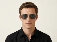 BS1913-0661_Grey_Aviator_Titanium_sunglasses-tryon_male