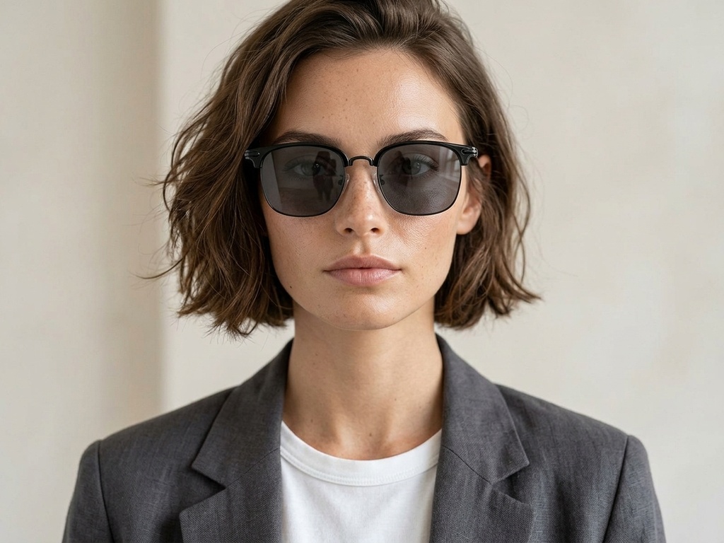 BS1913-0662_Black_Semi-rimless_TR90_sunglasses-tryon_female