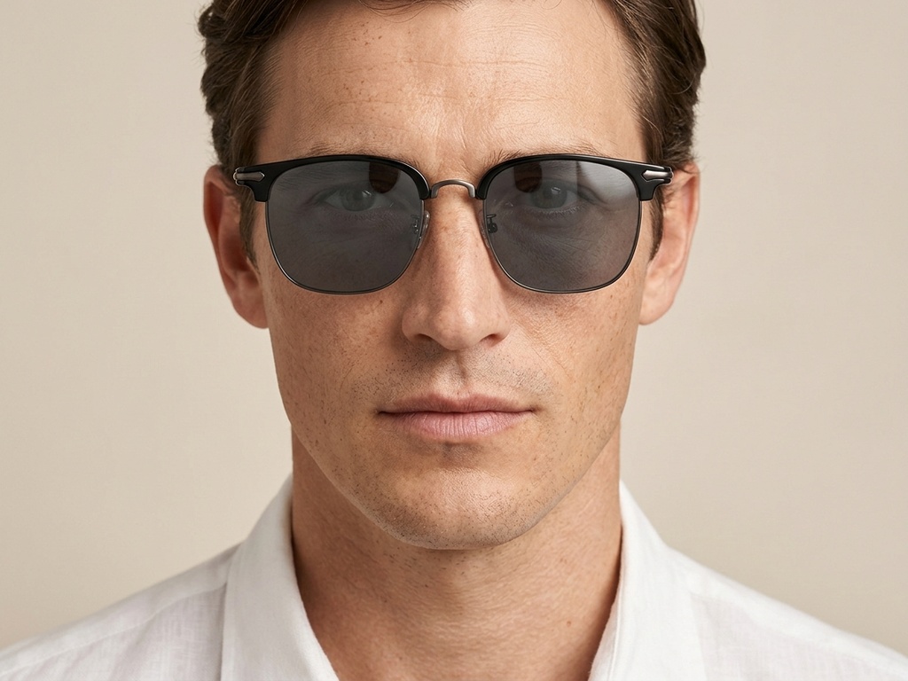 BS1913-0664_Black_Semi-rimless_TR90_sunglasses-tryon_male