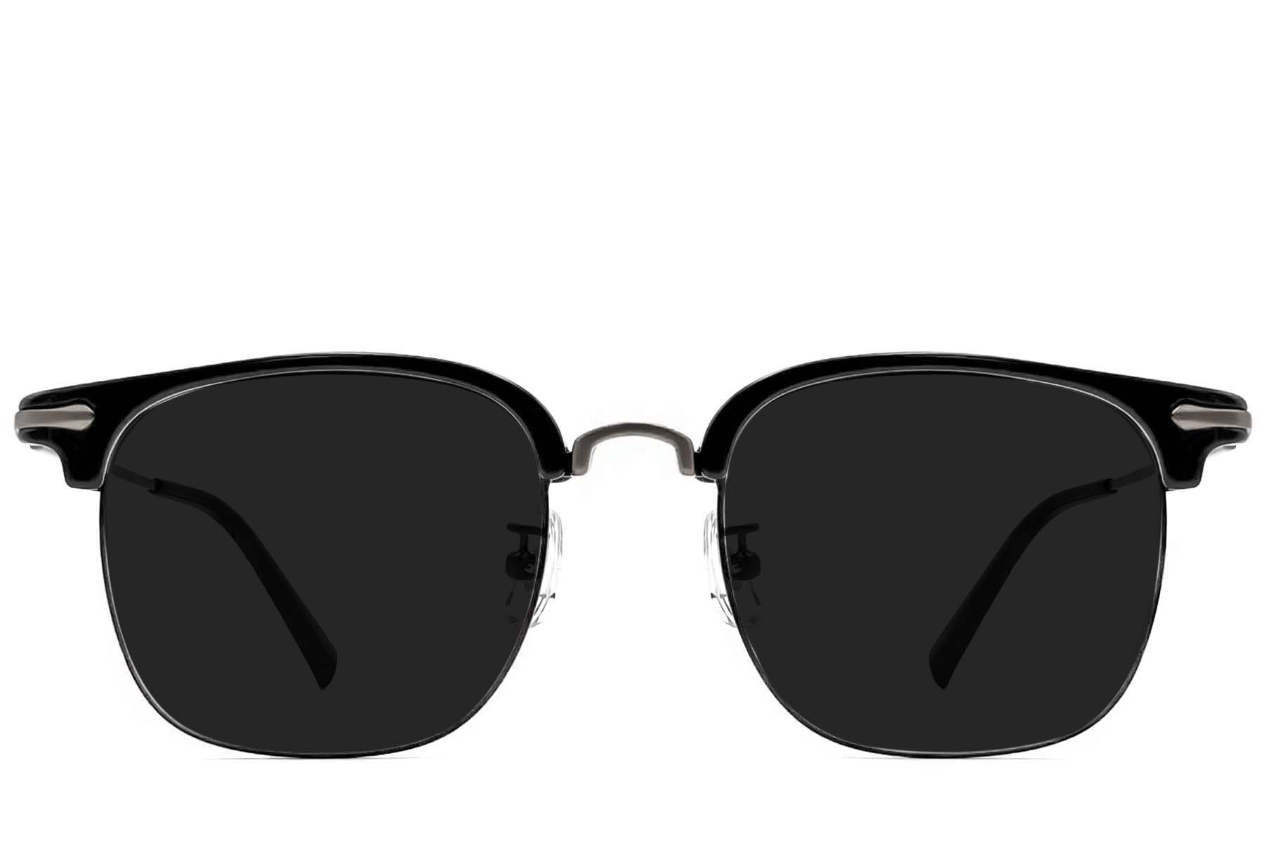 BS1913-0664_Black_Semi-rimless_TR90_sunglasses_front