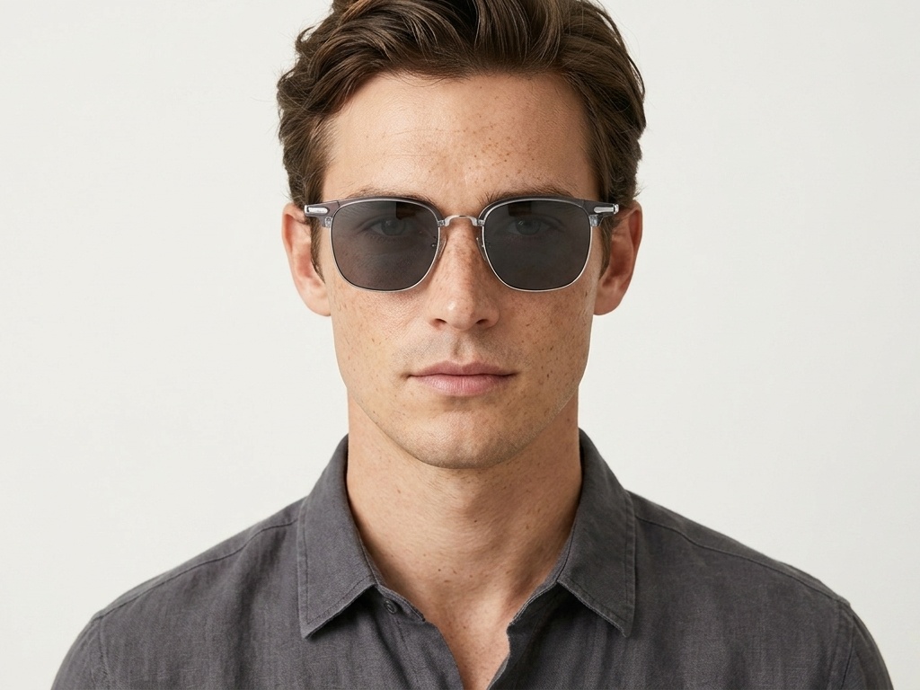 BS1913-0665_Grey_Semi-rimless_TR90_sunglasses-tryon_male