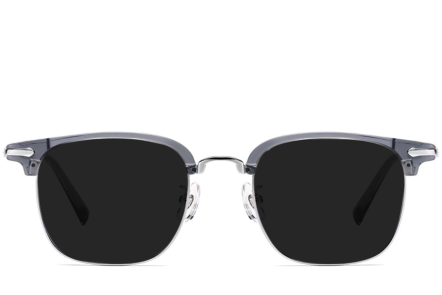 BS1913-0665_Grey_Semi-rimless_TR90_sunglasses_front