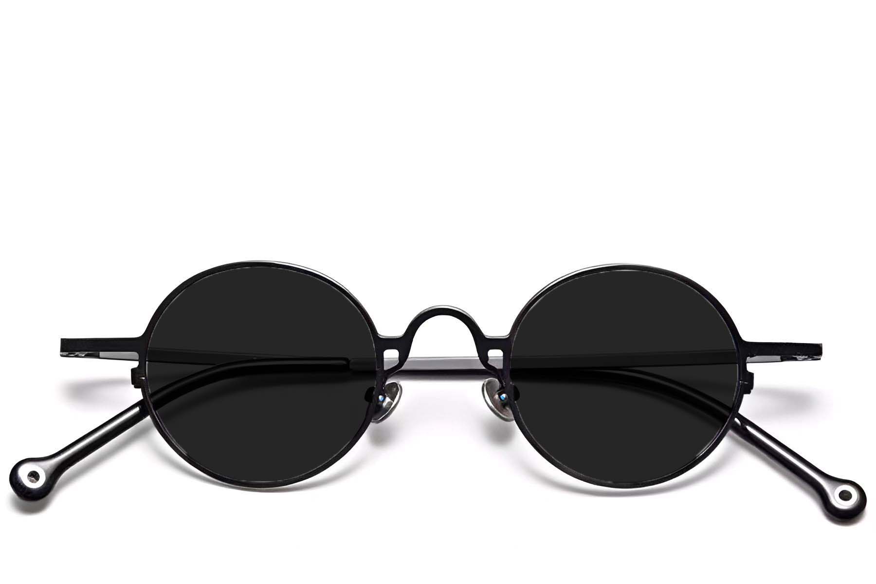 BS1913-0667_Black_Round_Titanium_sunglasses_front