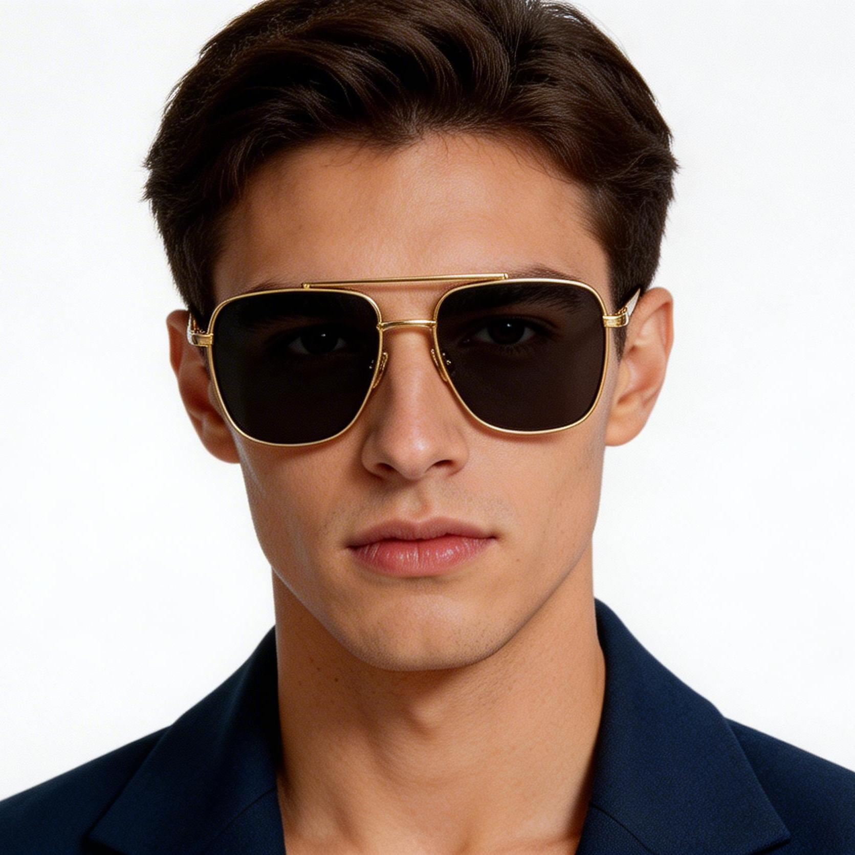 bs1913-0671_golden_aviator_titanium_sunglasses_model