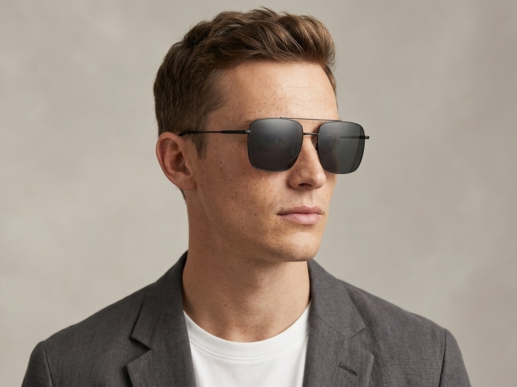 BS1913-0673_Black_Aviator_Titanium_sunglasses-tryon_male