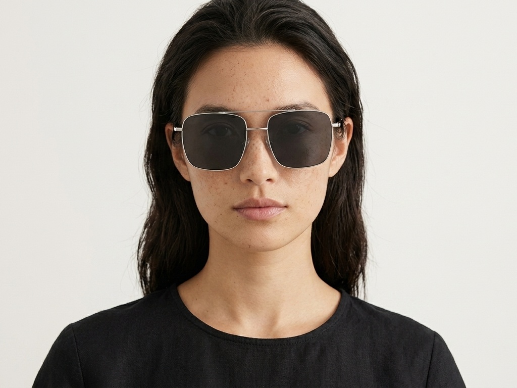 BS1913-0675_Black_Aviator_Titanium_sunglasses-tryon_female