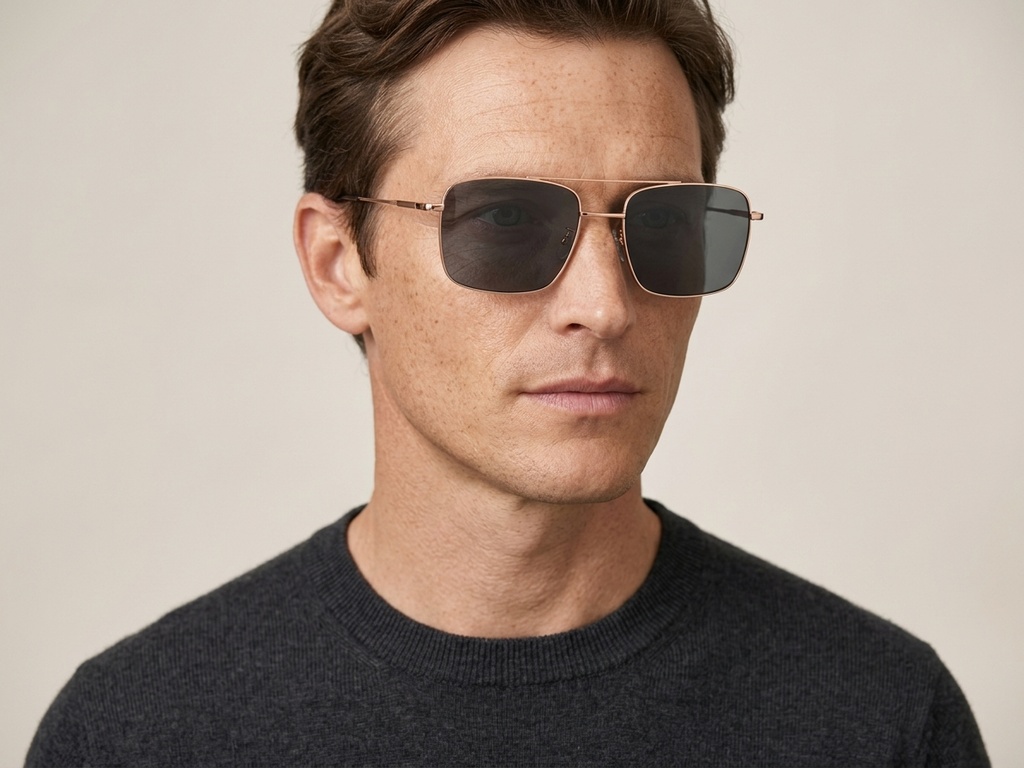 BS1913-0677_Black_Aviator_Titanium_sunglasses-tryon_male