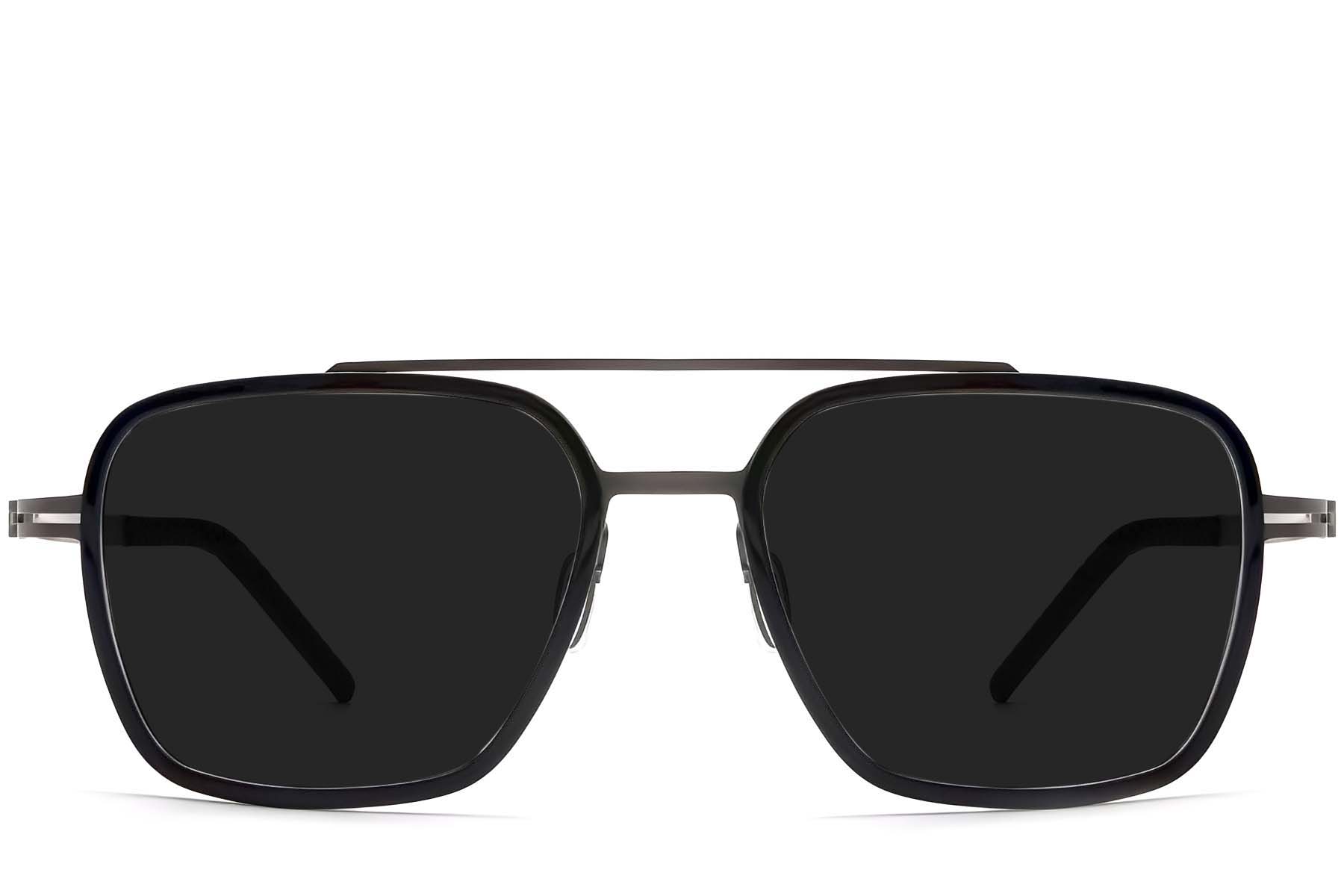 BS1913-0691_Black_Aviator_Titanium_sunglasses_front