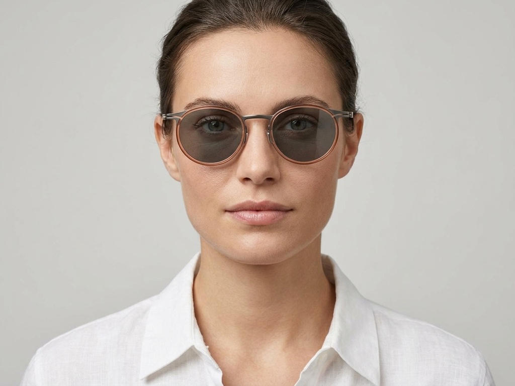 BS1913-0700_Brown_Oval_Titanium_sunglasses-tryon_female