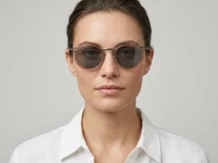 BS1913-0700_Brown_Oval_Titanium_sunglasses-tryon_female
