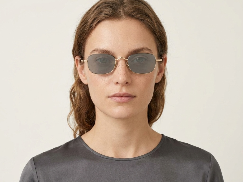 BS1913-0720_Golden_Rectangular_Titanium_sunglasses-tryon_female