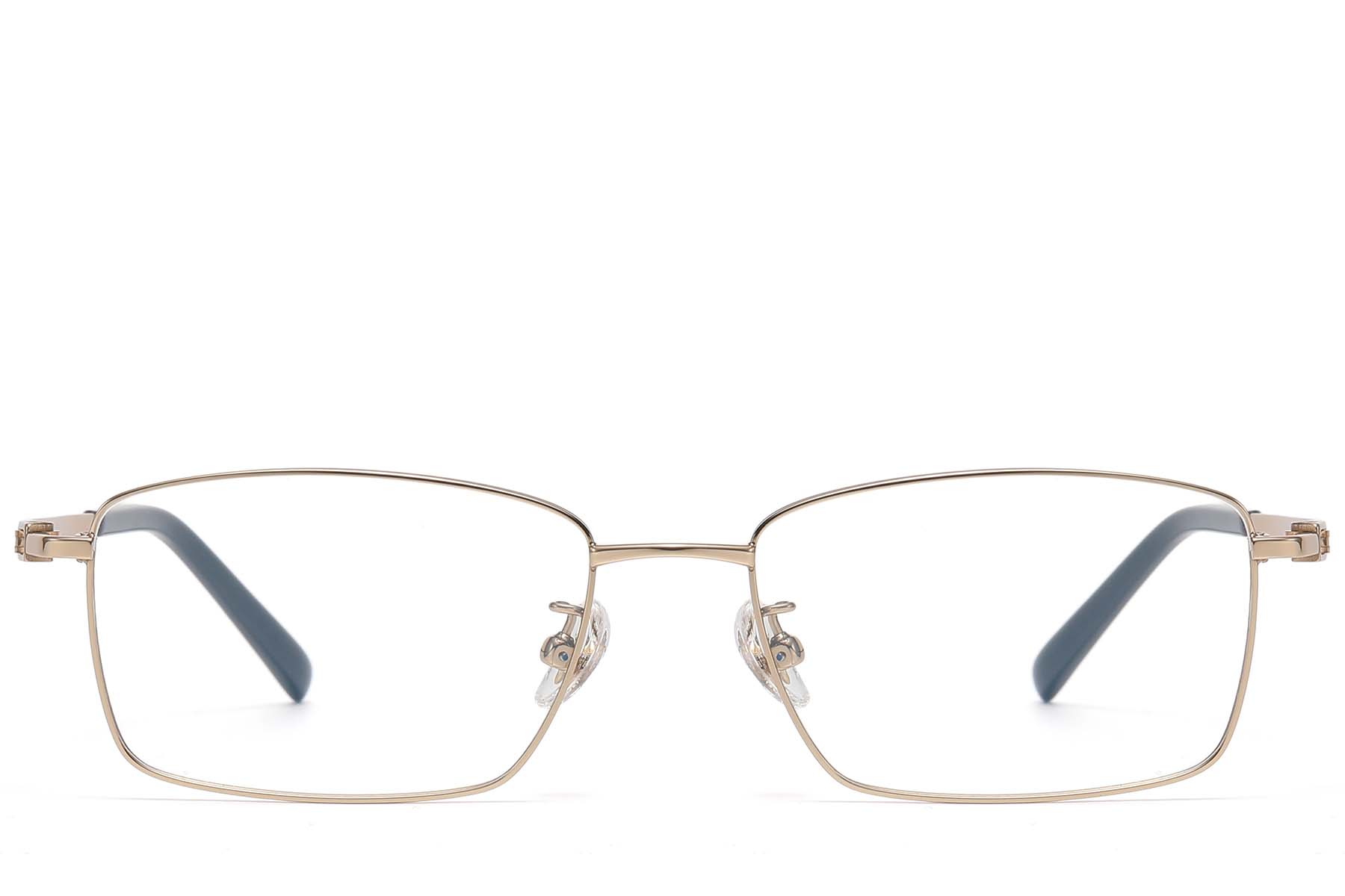 BS1913-0728_Golden_Rectangular_Titanium_Glasses_front