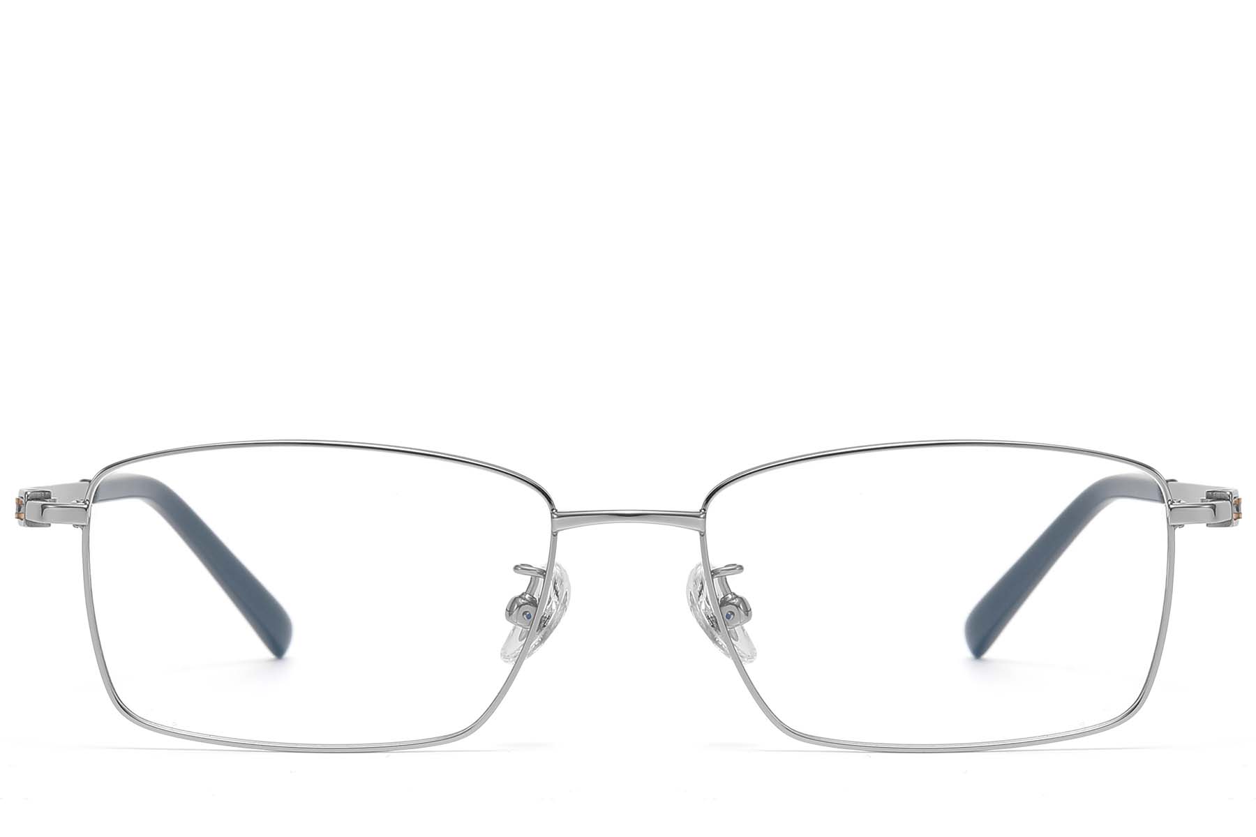 BS1913-0729_Silver_Rectangular_Titanium_Glasses_front