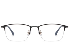 BS1913-0732_Black_Semi-rimless_Titanium_Glasses_front