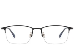 BS1913-0732_Black_Semi-rimless_Titanium_Glasses_front