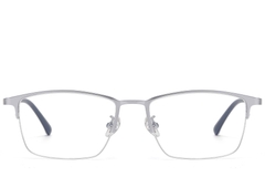 BS1913-0733_Silver_Semi-rimless_Titanium_Glasses_front