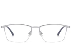 BS1913-0733_Silver_Semi-rimless_Titanium_Glasses_front