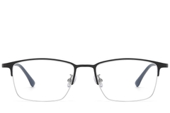 BS1913-0735_Black_Semi-rimless_Titanium_Glasses_front