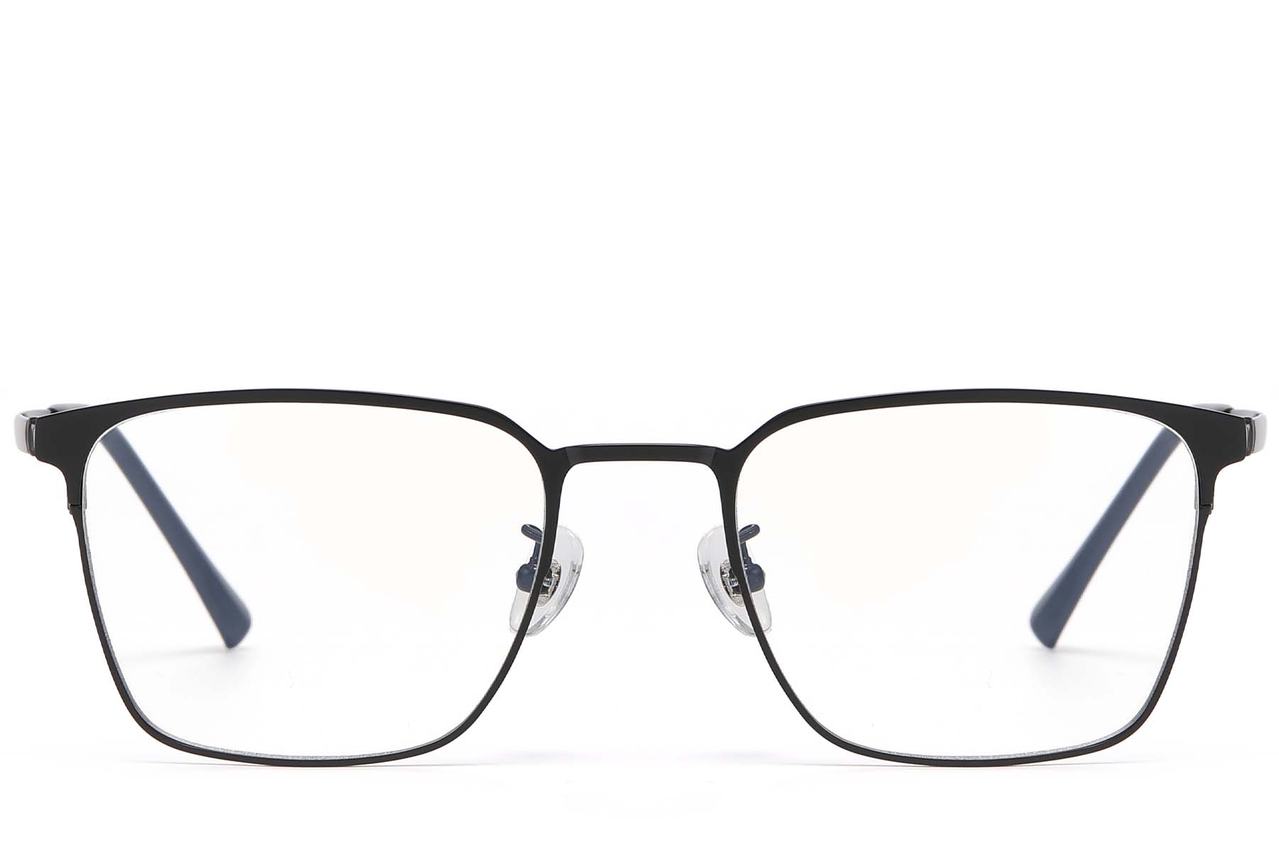 BS1913-0736_Black_Semi-rimless_Titanium_Glasses_front