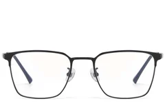BS1913-0736_Black_Semi-rimless_Titanium_Glasses_front