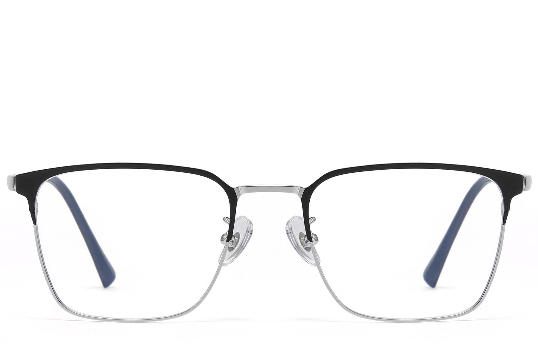 BS1913-0738_Silver_Semi-rimless_Titanium_Glasses_front