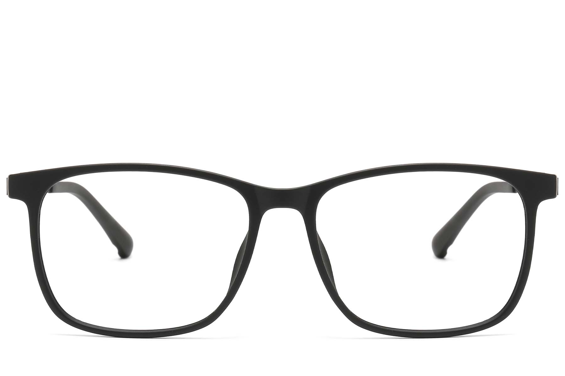 BS1913-0740_Black_Rectangular_TR90_Glasses_front