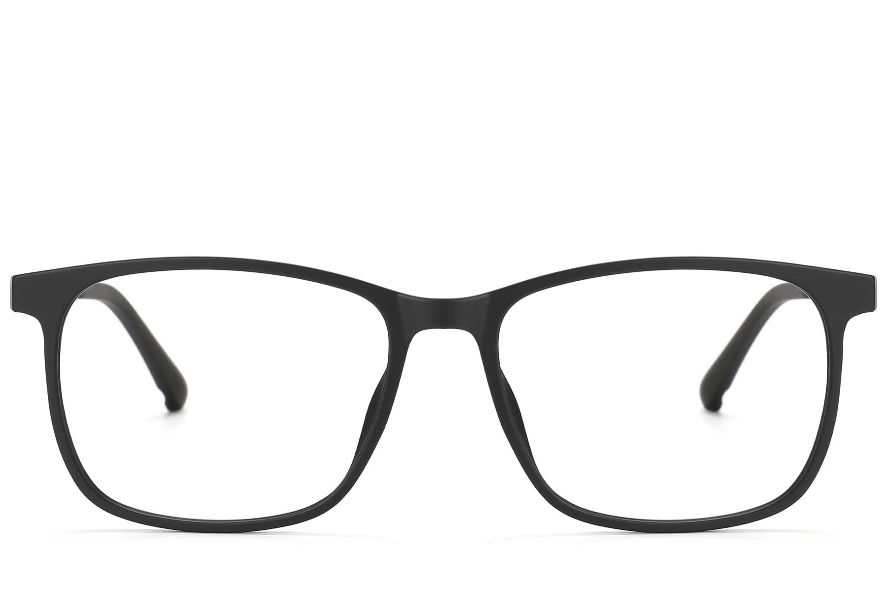 BS1913-0741_Black_Rectangular_TR90_Glasses_front