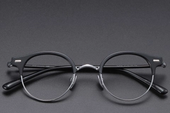 BS1913-0749_Black_Semi-rimless_Acetate_Glasses_front