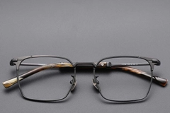 BS1913-0750_Black_Semi-rimless_Titanium_Glasses_front