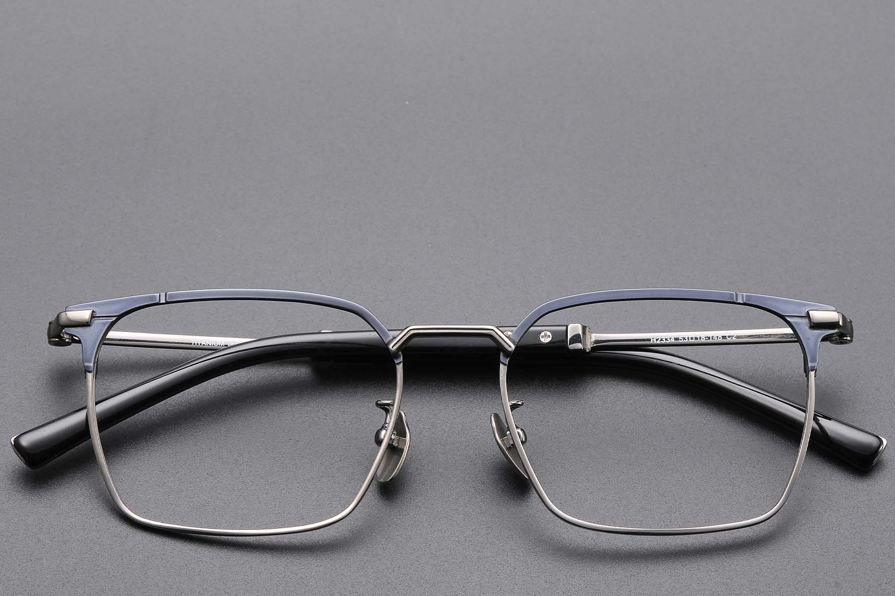BS1913-0751_Blue_Semi-rimless_Titanium_Glasses_front