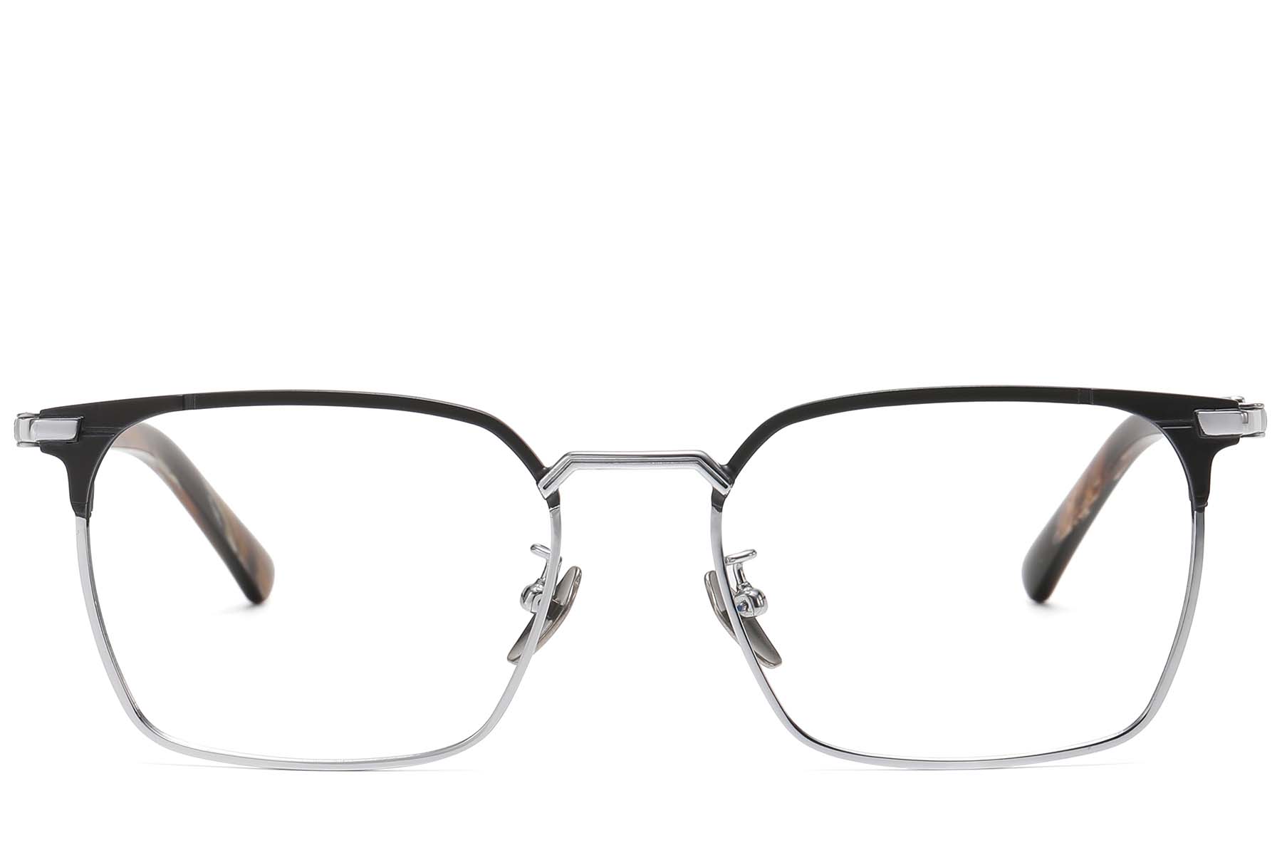 BS1913-0752_Silver_Semi-rimless_Titanium_Glasses_front