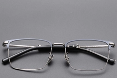 BS1913-0755_Blue_Semi-rimless_Titanium_Glasses_front