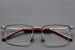 BS1913-0756_Golden_Semi-rimless_Titanium_Glasses_front
