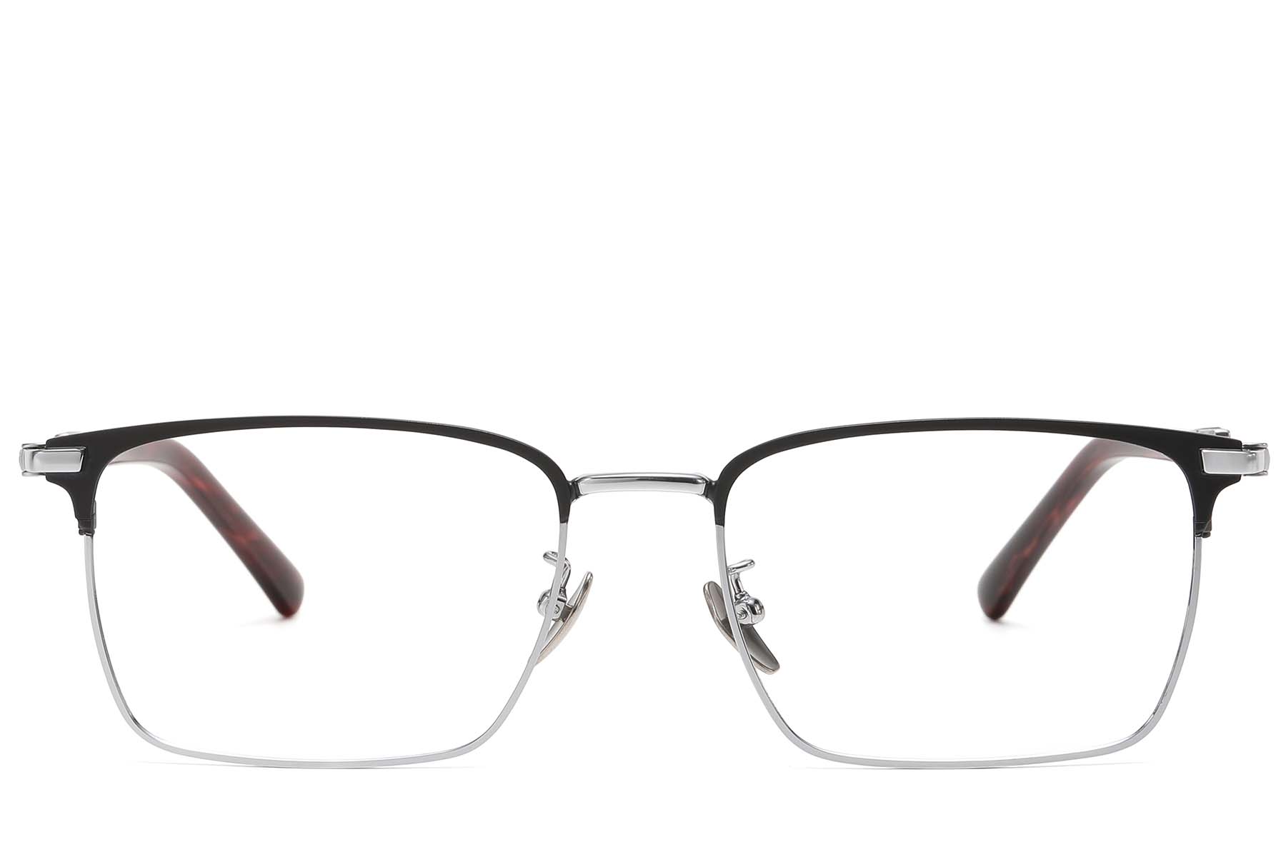 BS1913-0757_Silver_Semi-rimless_Titanium_Glasses_front