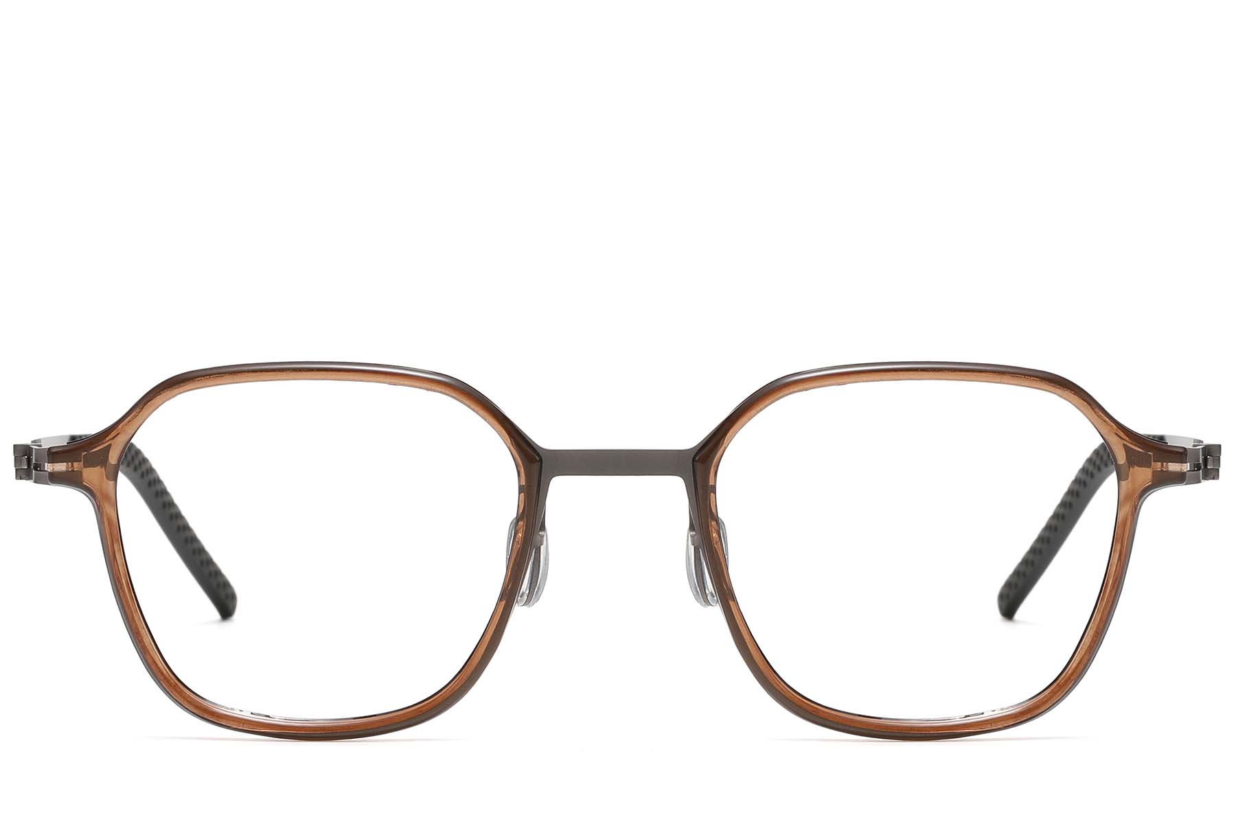 BS1913-0760_Brown_Rectangular_Titanium_Glasses_front