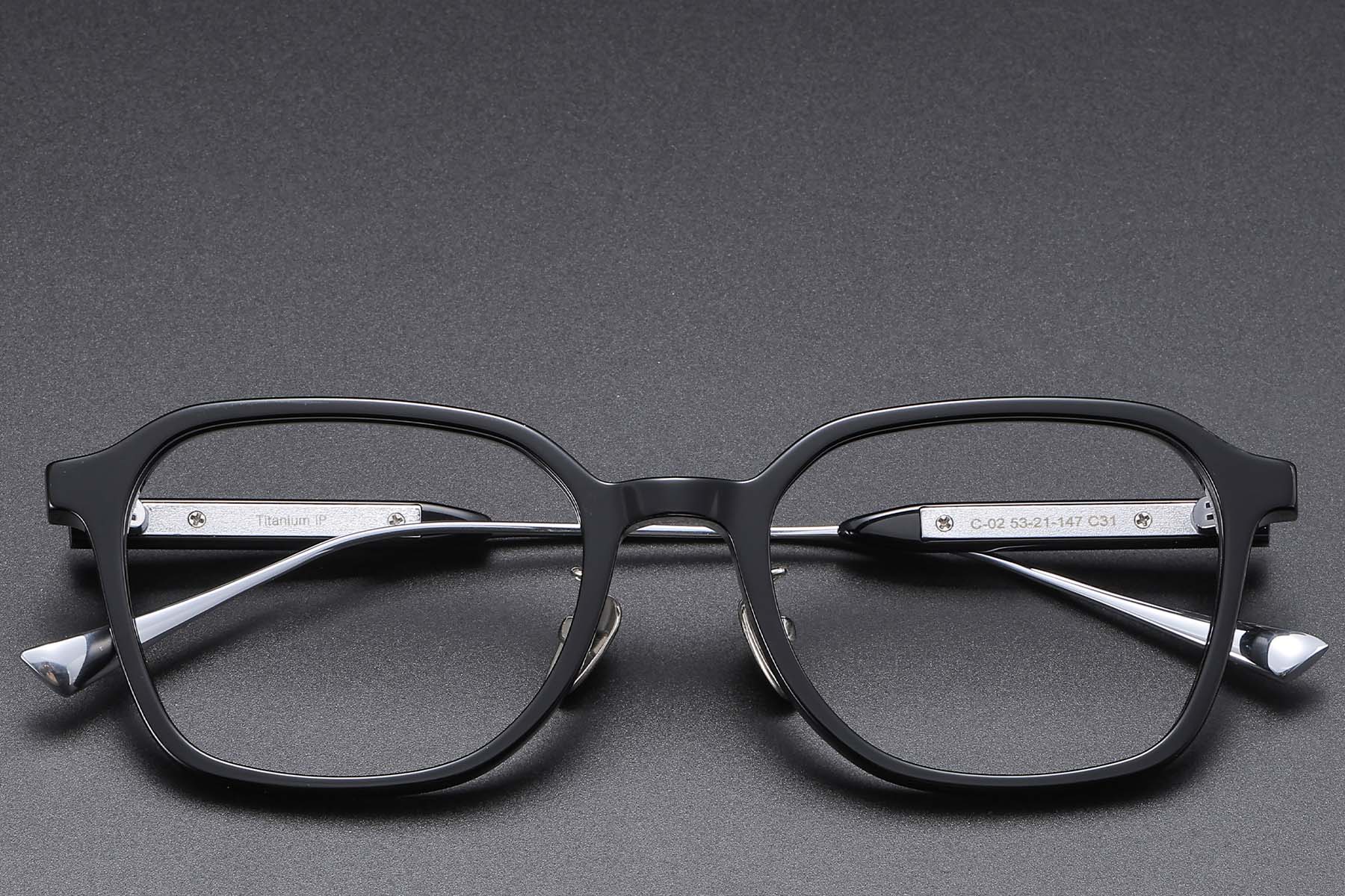 BS1913-0763_Black_Rectangular_Acetate_Glasses_front