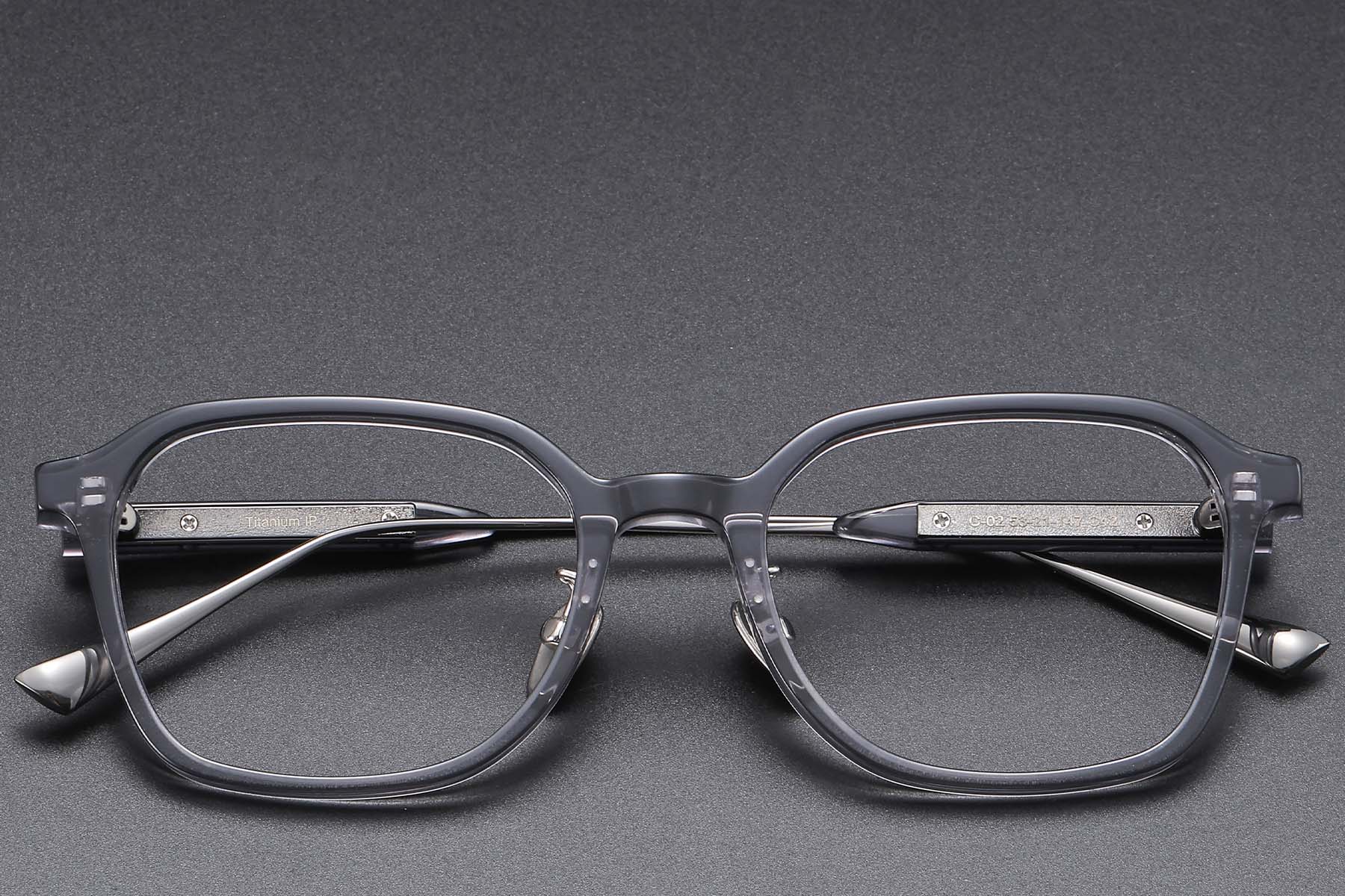 BS1913-0765_Grey_Rectangular_Acetate_Glasses_front