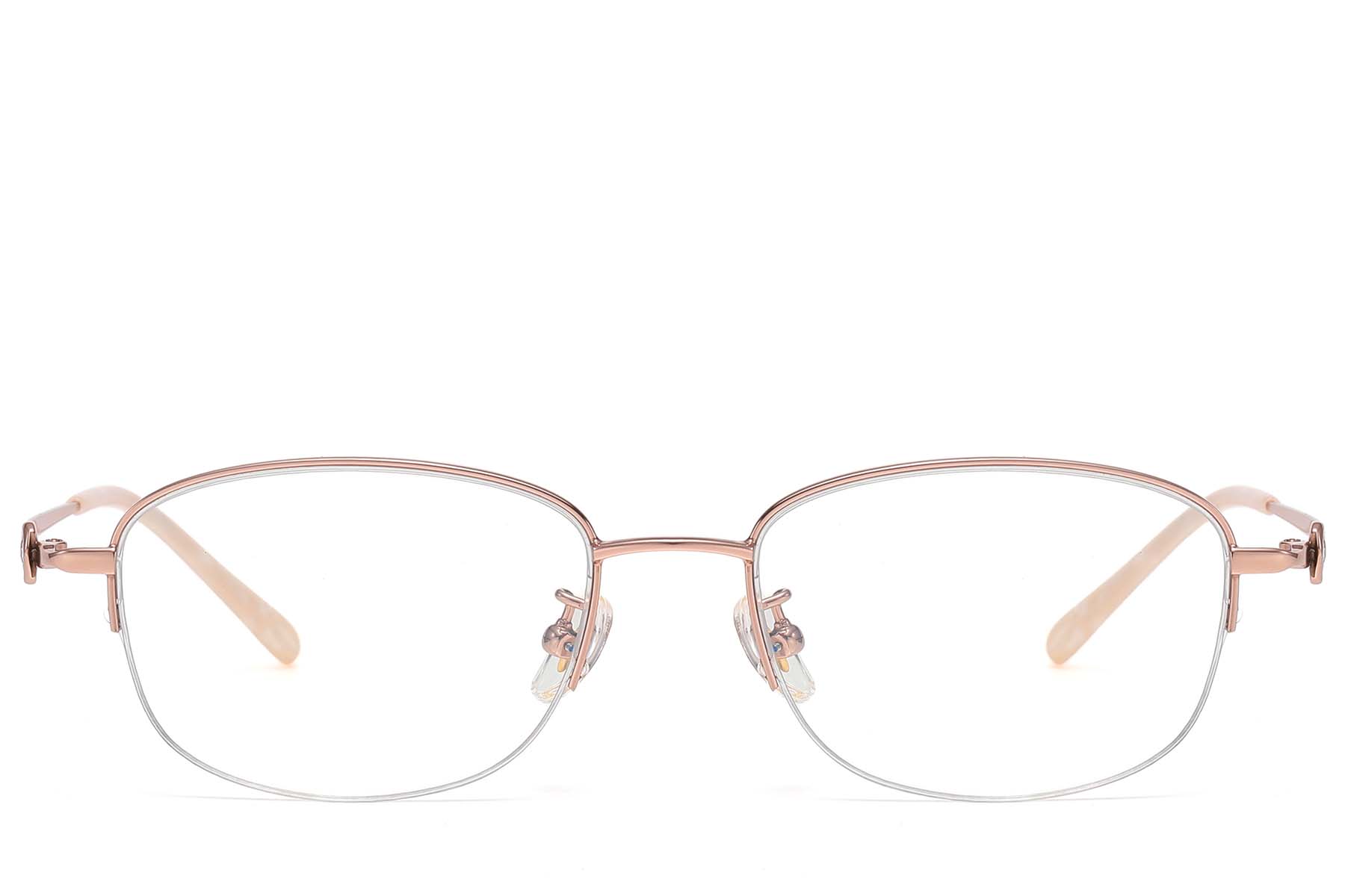 BS1913-0784_Pink_Semi-rimless_Titanium_glasses_front