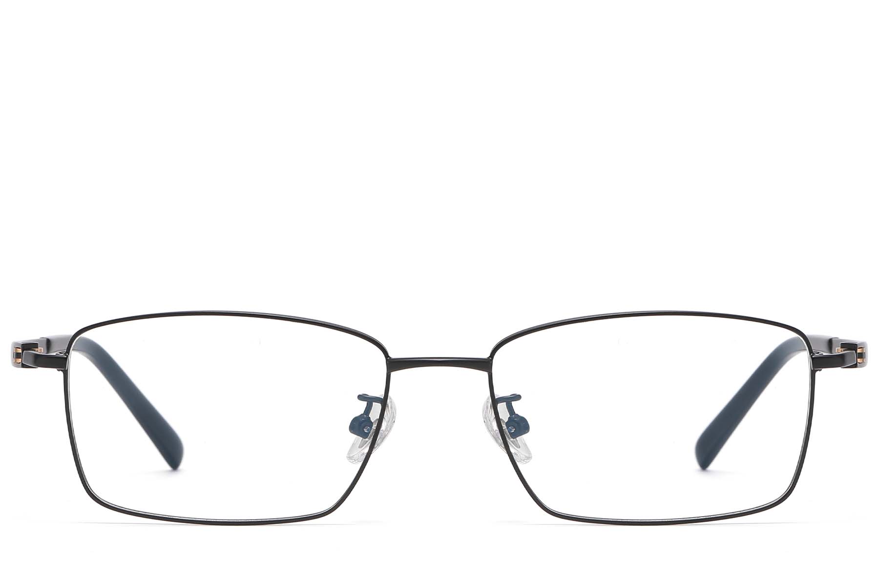 BS1913-0815_Black_Rectangular_Titanium_glasses_front