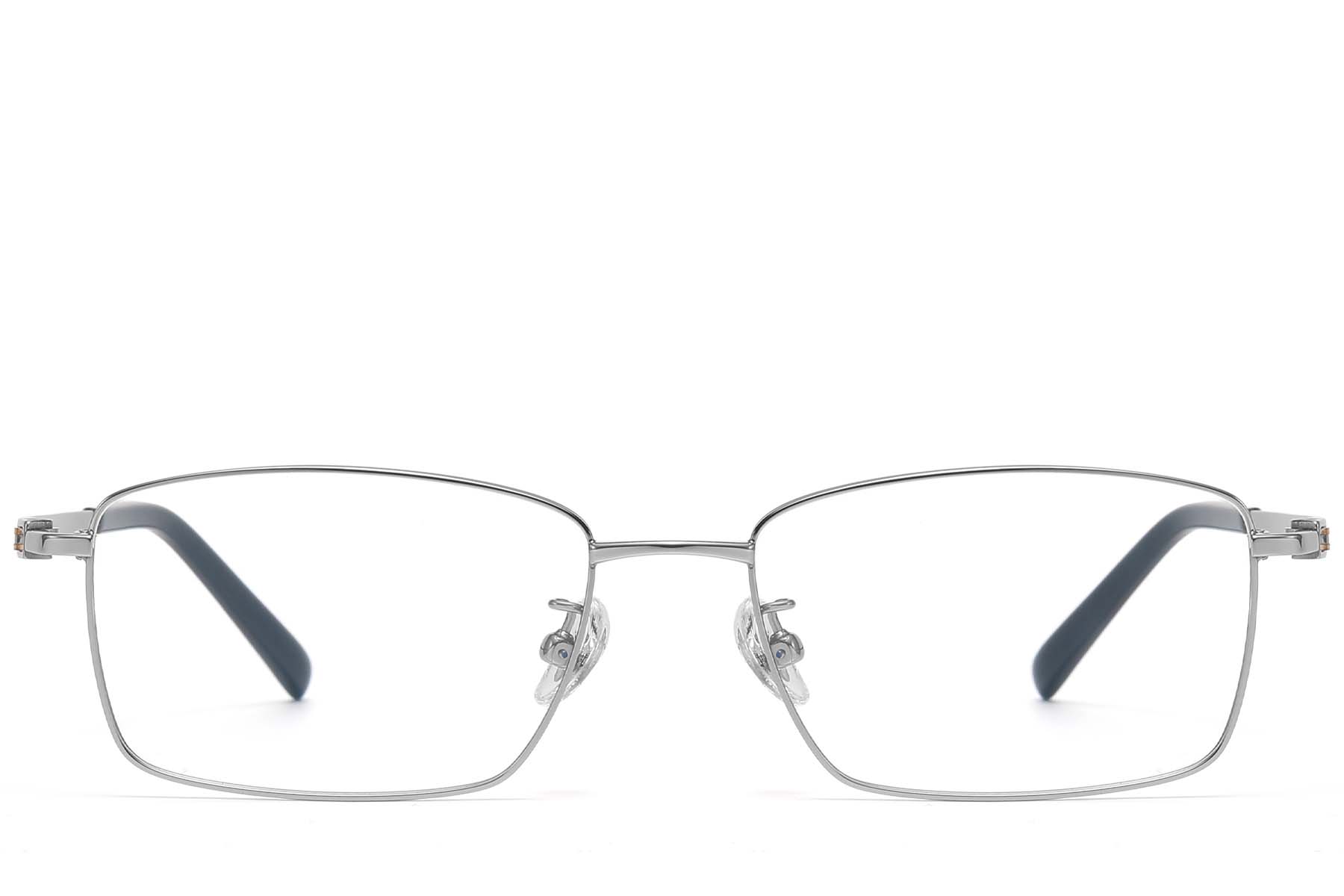 BS1913-0817_Silver_Rectangular_Titanium_glasses_front