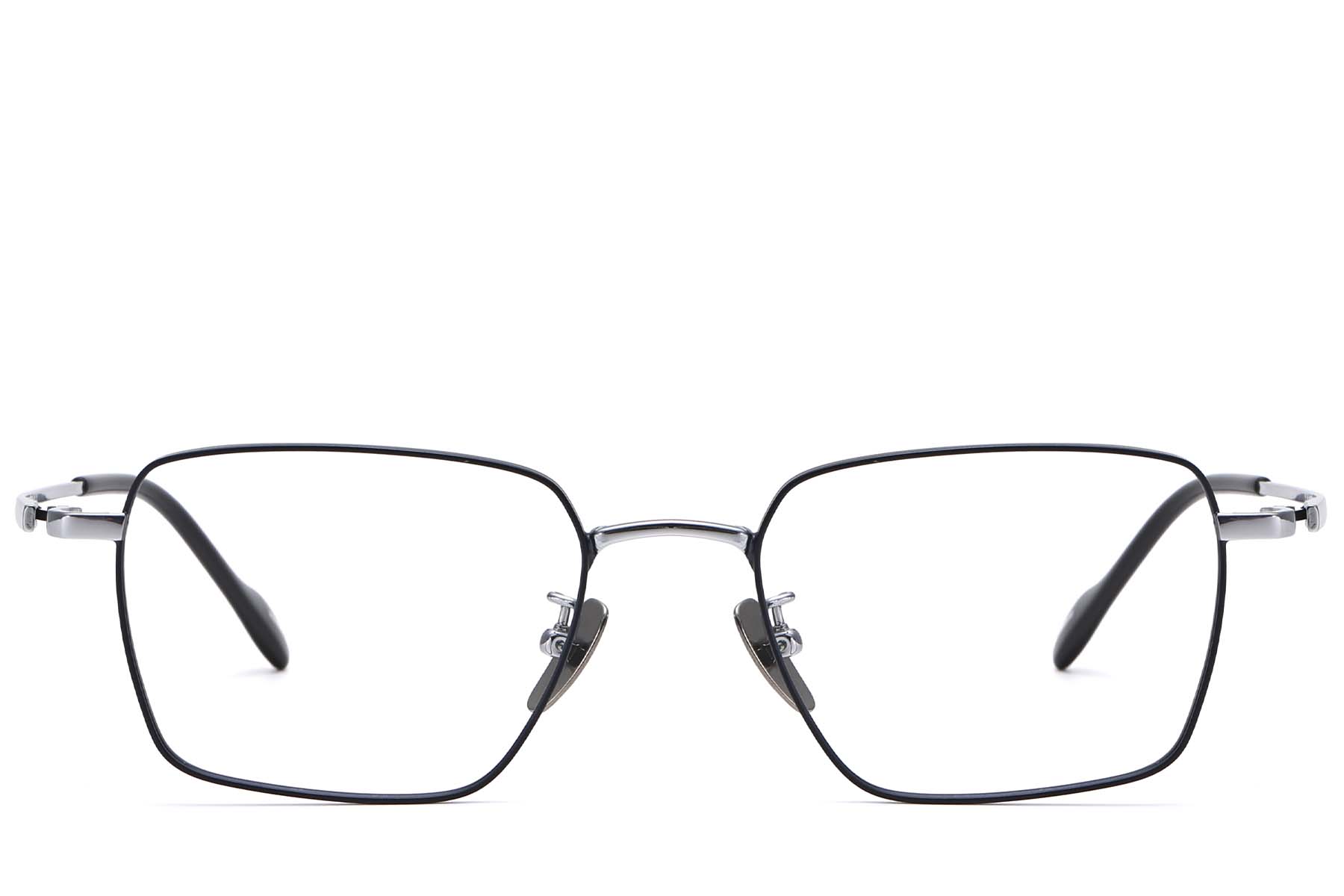 BS1913-0826_Black_Rectangular_Titanium_glasses_front