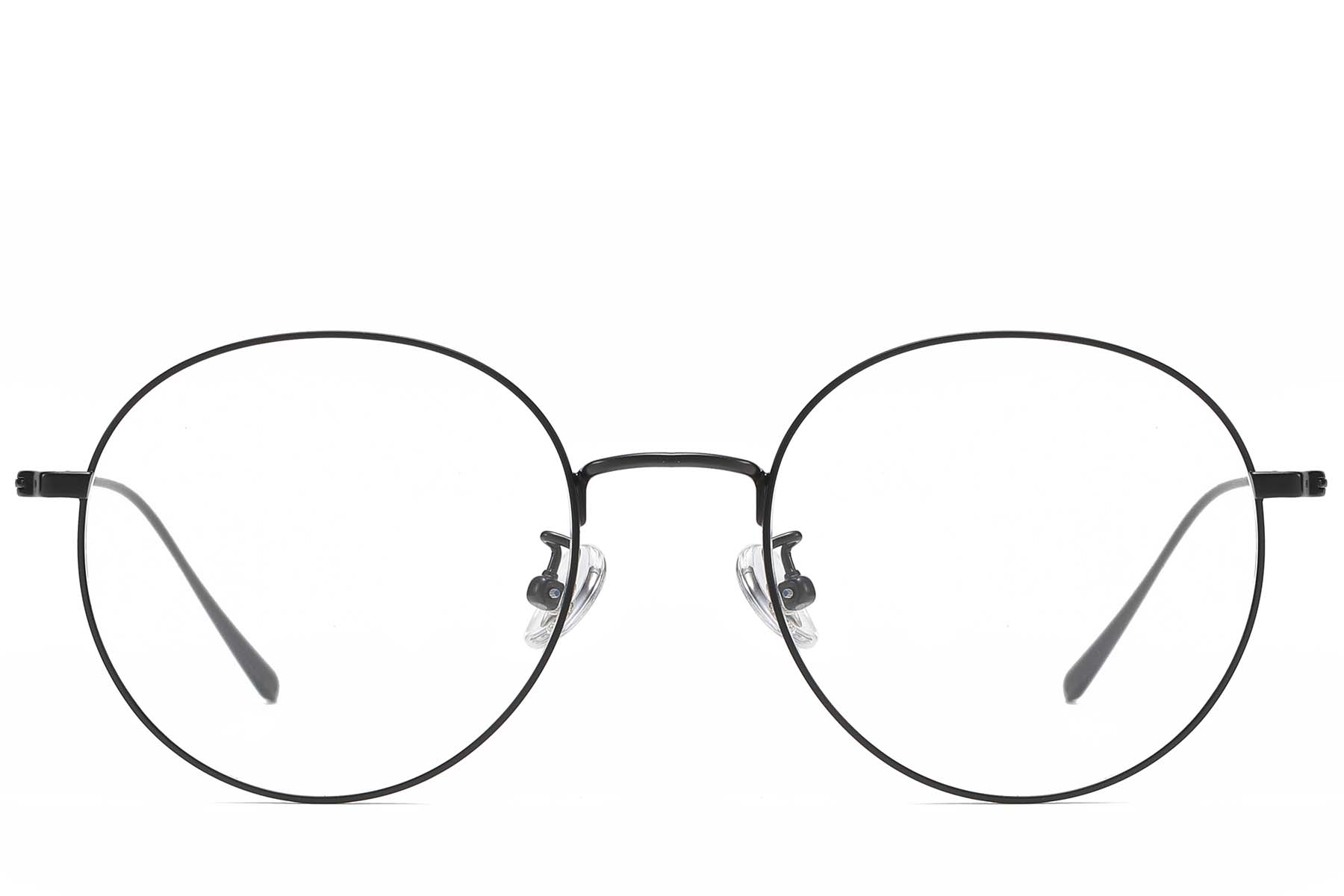 BS1913-0828_Black_Round_Titanium_glasses_front