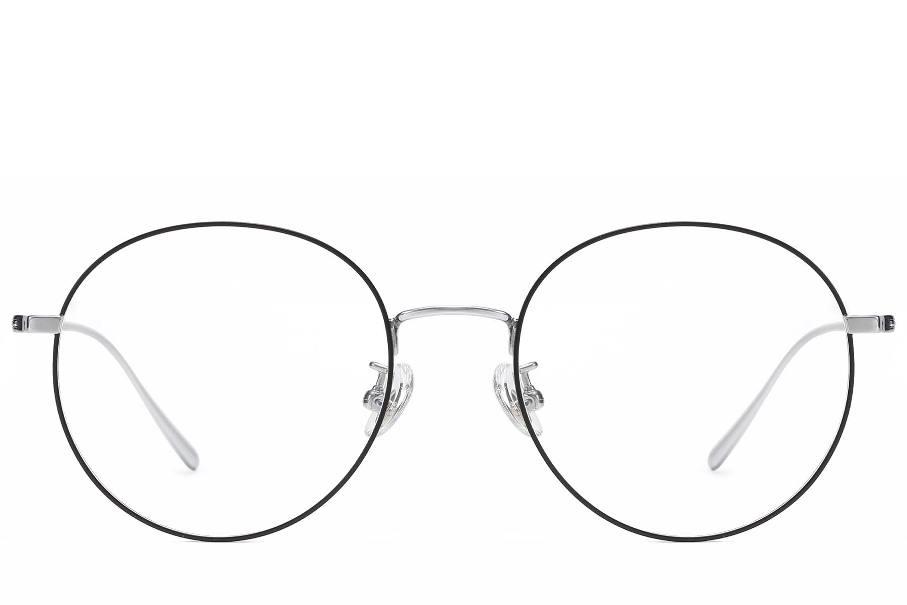 BS1913-0830_Black_Round_Titanium_glasses_front