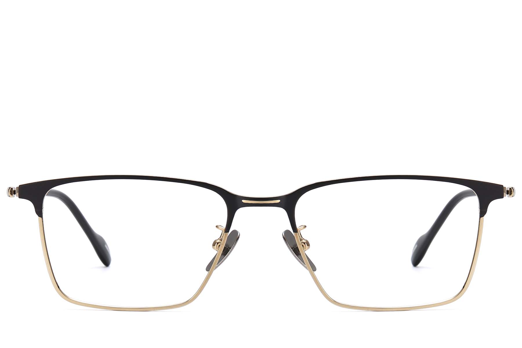 BS1913-0863_Golden_Rectangular_Titanium_glasses_front