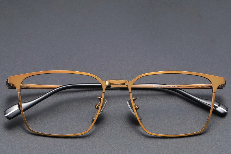Copper Color Spectacles Copper Titanium Rectangular Glasses #BS1913-0870 - BLACKSHEEP