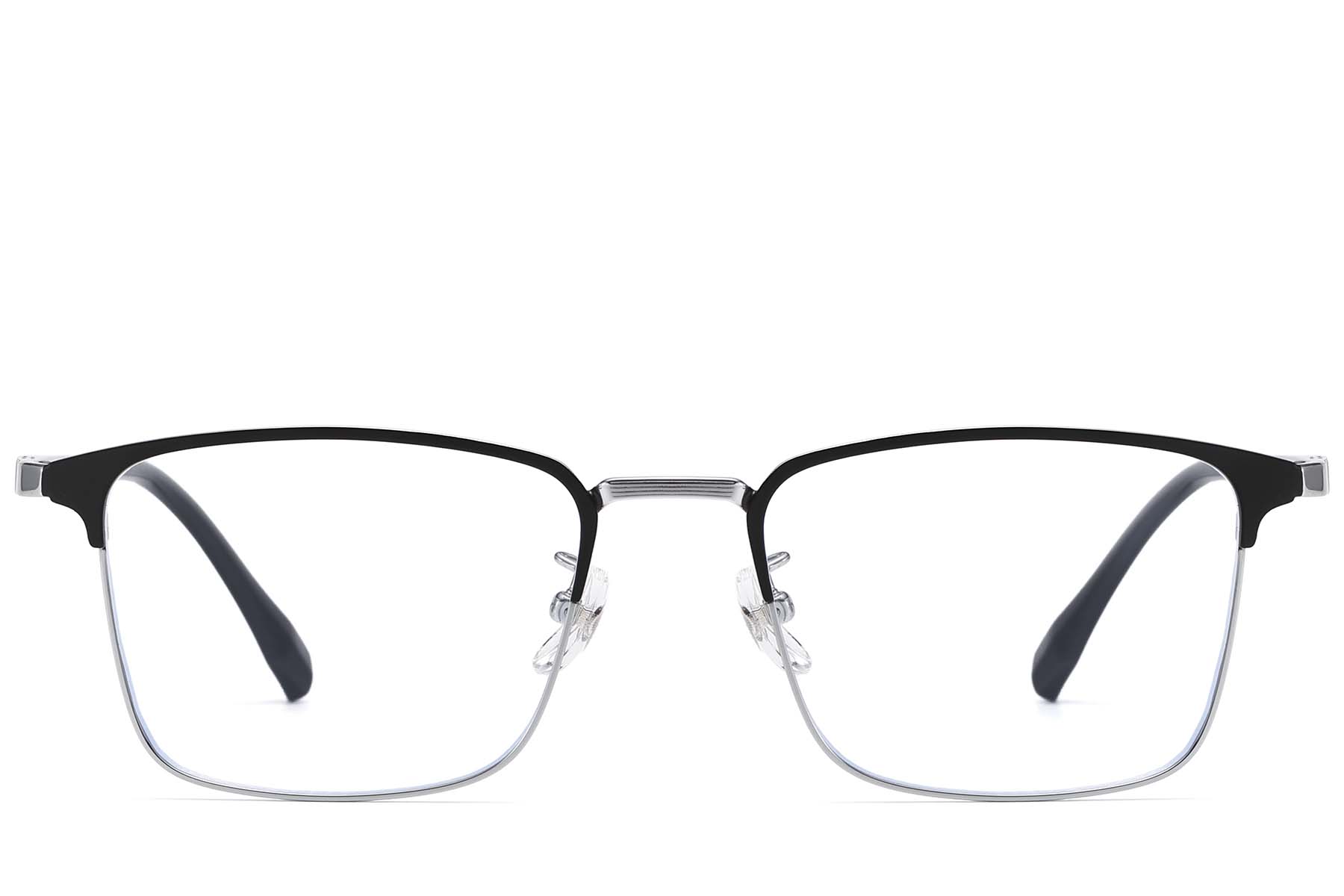 BS1913-0877_Silver_Rectangular_Titanium_glasses_front